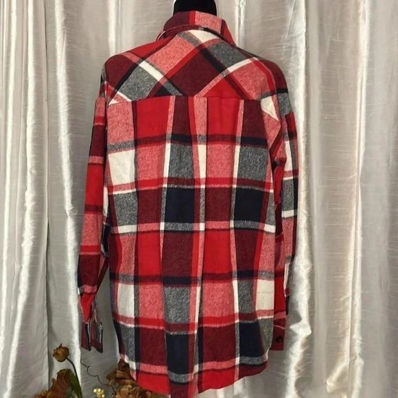 Automet Women’s M Flannel Plaid Button Down Long Sleeve Shirt Jacket - Picture 3 of 10